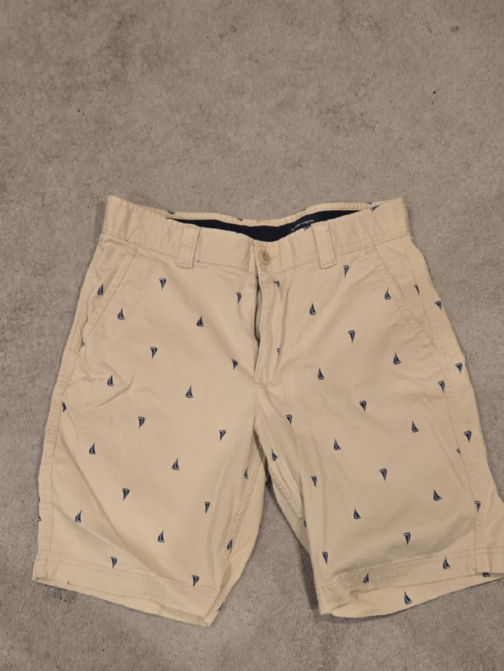 St. John's Bay Beige Cotton Shorts with Navy Sailboat Motif